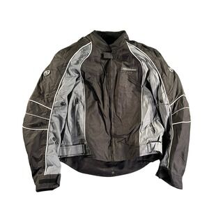 Fieldsheer Motorcycle Jacket Mens Large Black Paded RainGuard Reflective Biker